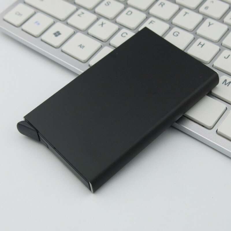 dompet kulit pria kartu metal case card holder rfid protection
