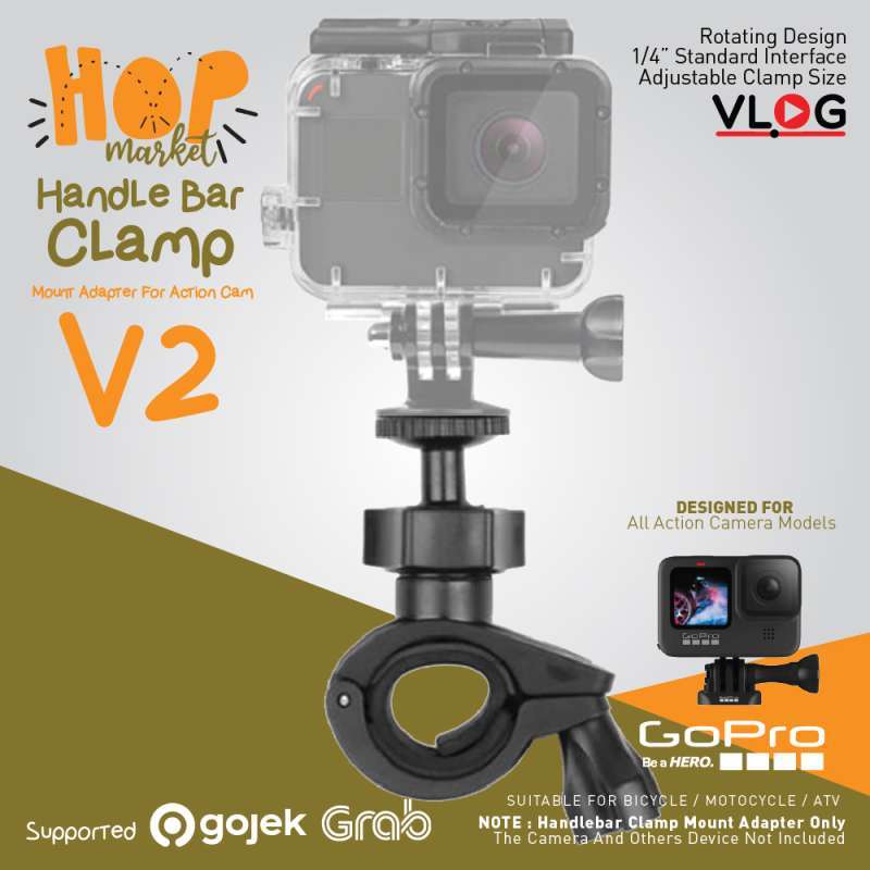 V2 Clamp Bike Mounting Bracket Sepeda Handlebar for Action Cam GoPro Brica  Xiaomi Yi OSMO Camera