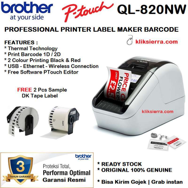 BROTHER QL-820NWB PTouch Printer Label Barcode QL820NWB QL820NW QL820 ORIGINAL Garansi Resmi 3 Tahun