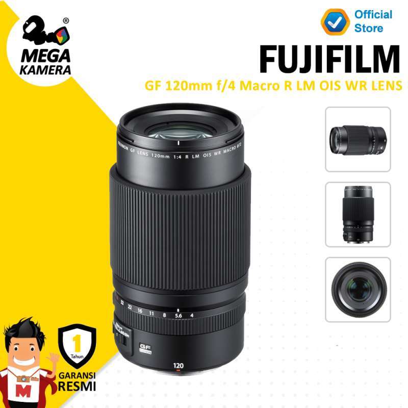 Megakamera Fujifilm Fujinon GF 120mm F4 R LM OIS WR Macro Lensa Kamera  Black Mirrorless Lens RESMI