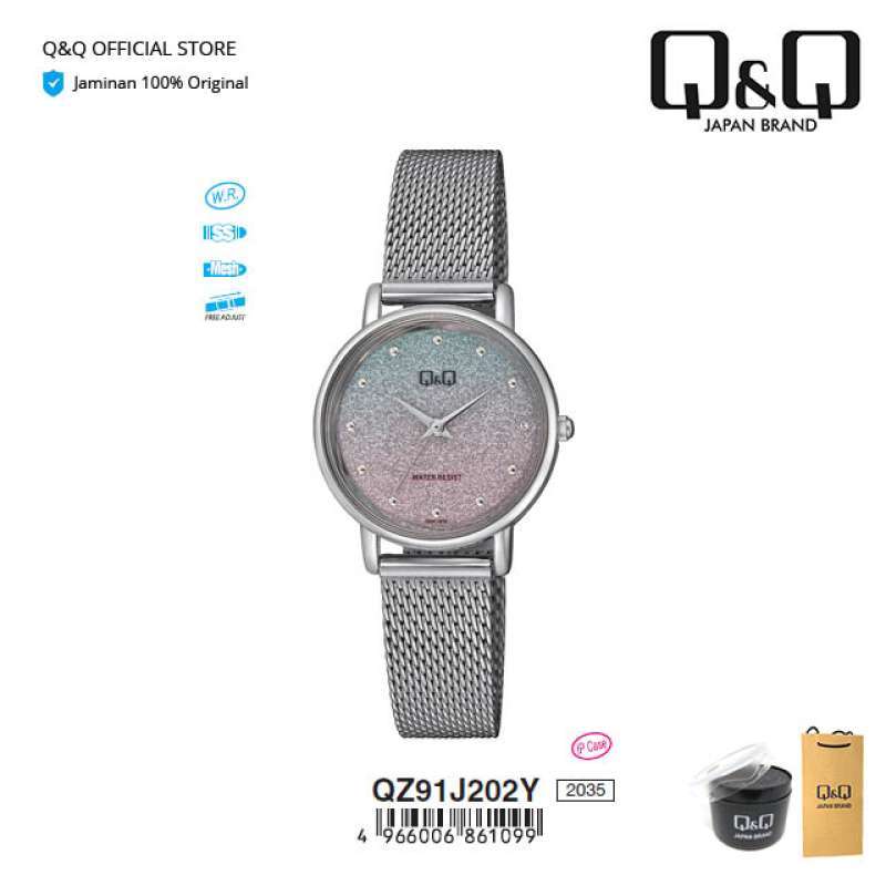 Q&Q QnQ QQ Original Jam Tangan Wanita Analog Stainless Steel QZ91 QZ91J  Water Resist BAR