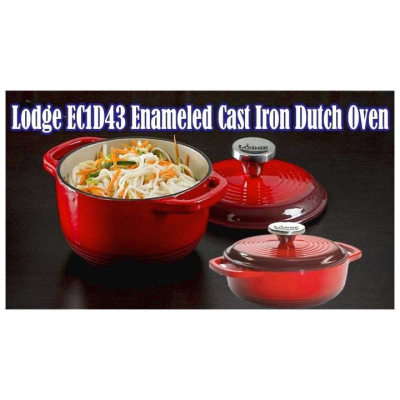 Lodge Ec1d43 Enameled Cast Iron Dutch Oven 1.5-Quart Red