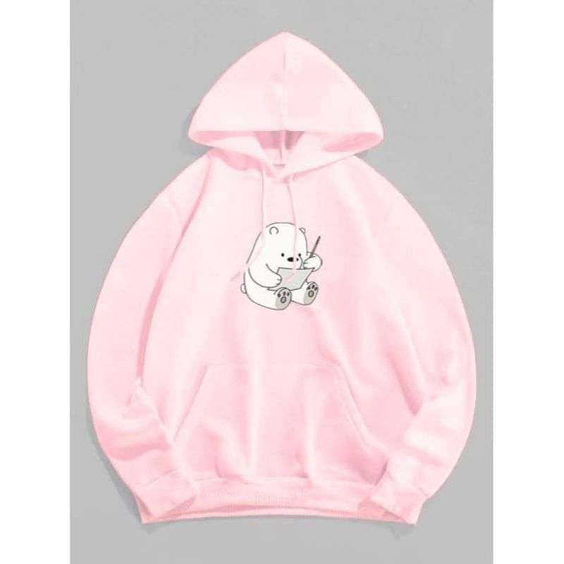 Promo Vallenca Jaket Hoodie Ice Bear Cute We Bare Bears Warna Pink