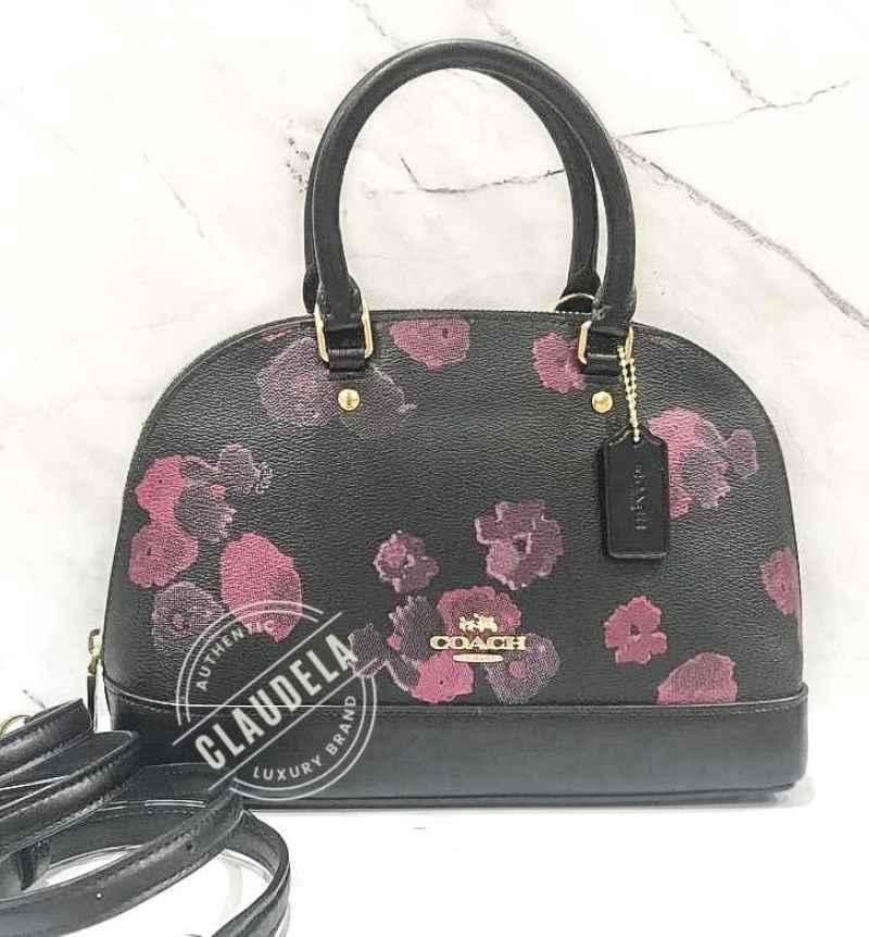 Jual COACH Mini Sierra in Black Wine Floral di Seller Claudela