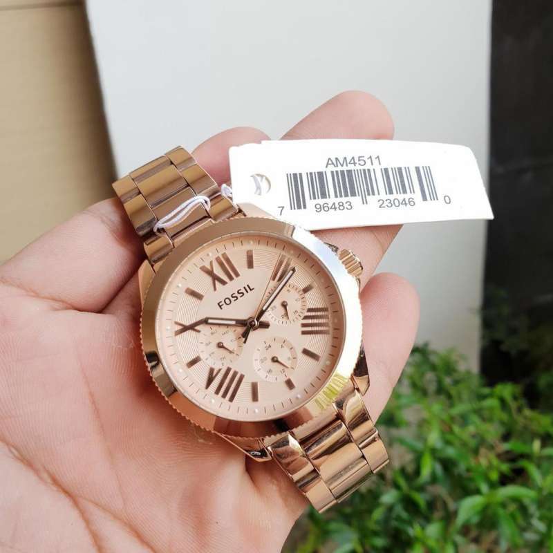 PROMO JAM TANGAN WANITA FOSSIL FOSIL CECILE MULTIFUCTION AM4511 AM 4511 TALI RANTAI STAINLESS ROSEGOLD ORIGINAL MURAH GARANSI