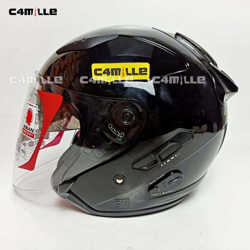 Promo HELM KYT GALAXY FLAT R SOLID BLACK METALIC DOUBLE VISOR HALF