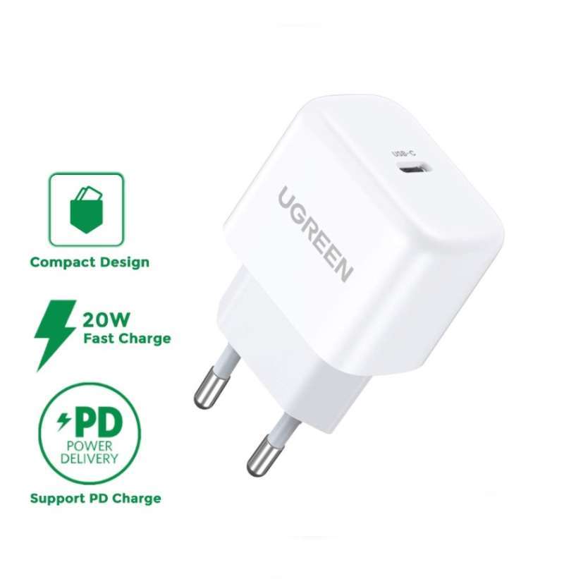 Ugreen Iphone 12 Volt Charger Wall Charger Kepala Adaptor Mini