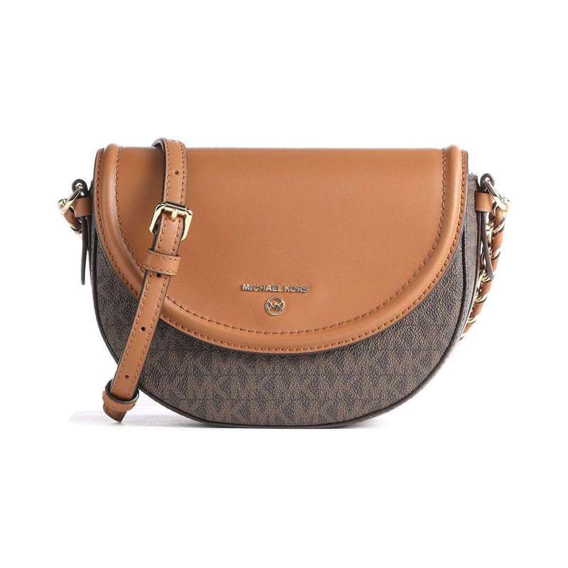 Jet Set Medium Logo and Leather Half Dome Crossbody