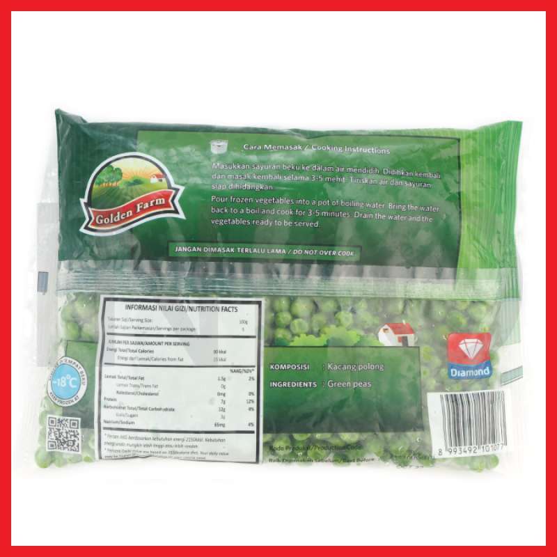Jual GOLDEN FARM FROZEN PEAS KACANG POLONG BEKU GREEN PEAS ...