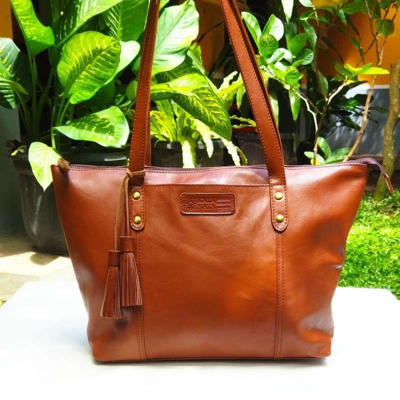Jual Tas Wanita Tote Bag Kulit Asli Free Grafir Nama Kalanata