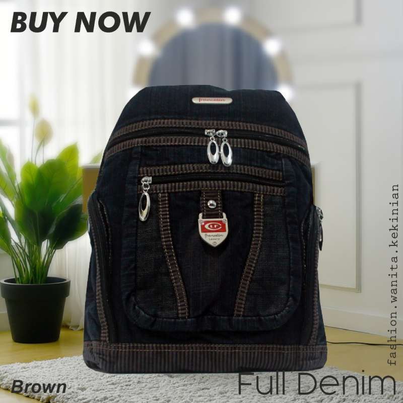 Tas Rangsel Wanita Backpack Bagpack bahan Jeans Denim Multifungsi Kekinian  Bag Pack Stylish Terbaru Ransel Cewek keren Premium Gendong 809126
