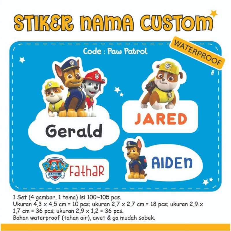Gratis Ongkir Stiker Nama Anak Custom / Label Nama Anak Murah Custom