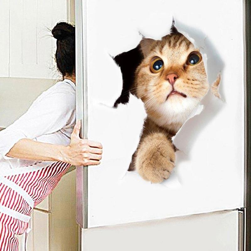 Jual Bluelans 1 Cute Cat Printed Toilet Lid Sticker Wall Art Diy
