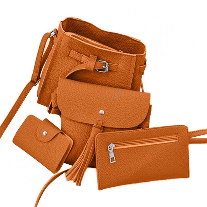 Lightclub 4Pcs//Set Women Faux Leather Shoulder Bag Tote Purse Messenger Clutch