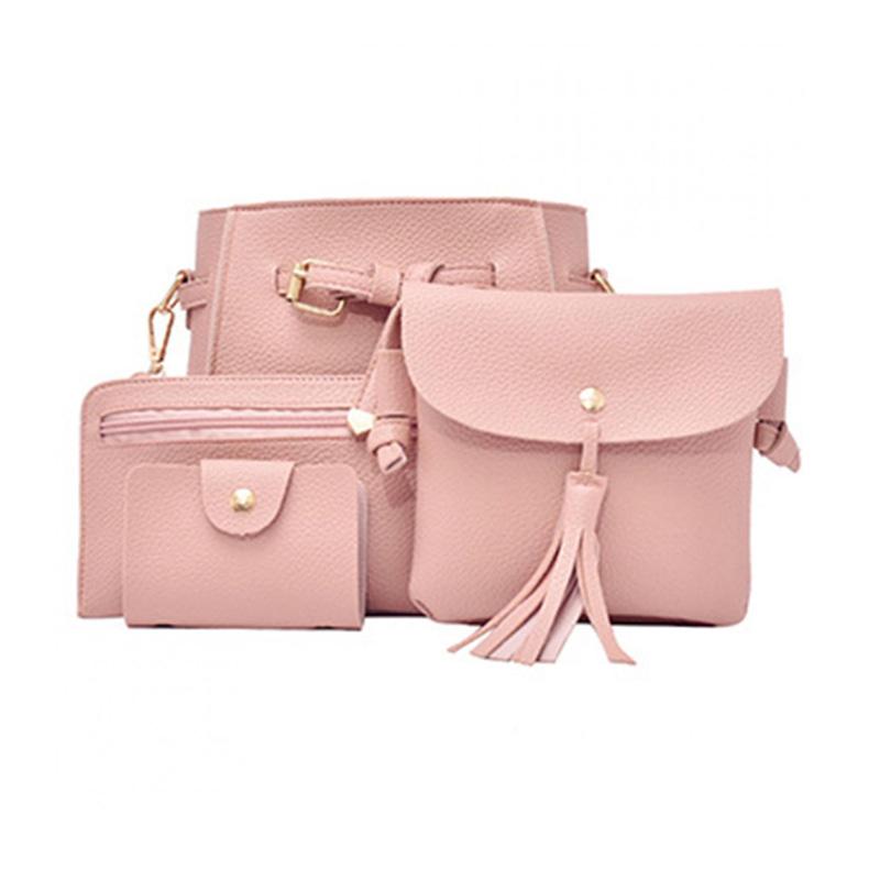 Lightclub 4Pcs//Set Women Faux Leather Shoulder Bag Tote Purse Messenger Clutch