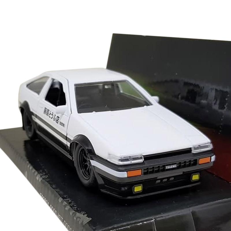 Jada Toyota Trueno Ae86 White Black Bottom Initial D First Stage 1998 TV Series Hollywood Rides Series 1/32 Die-cast Model Car 99801 