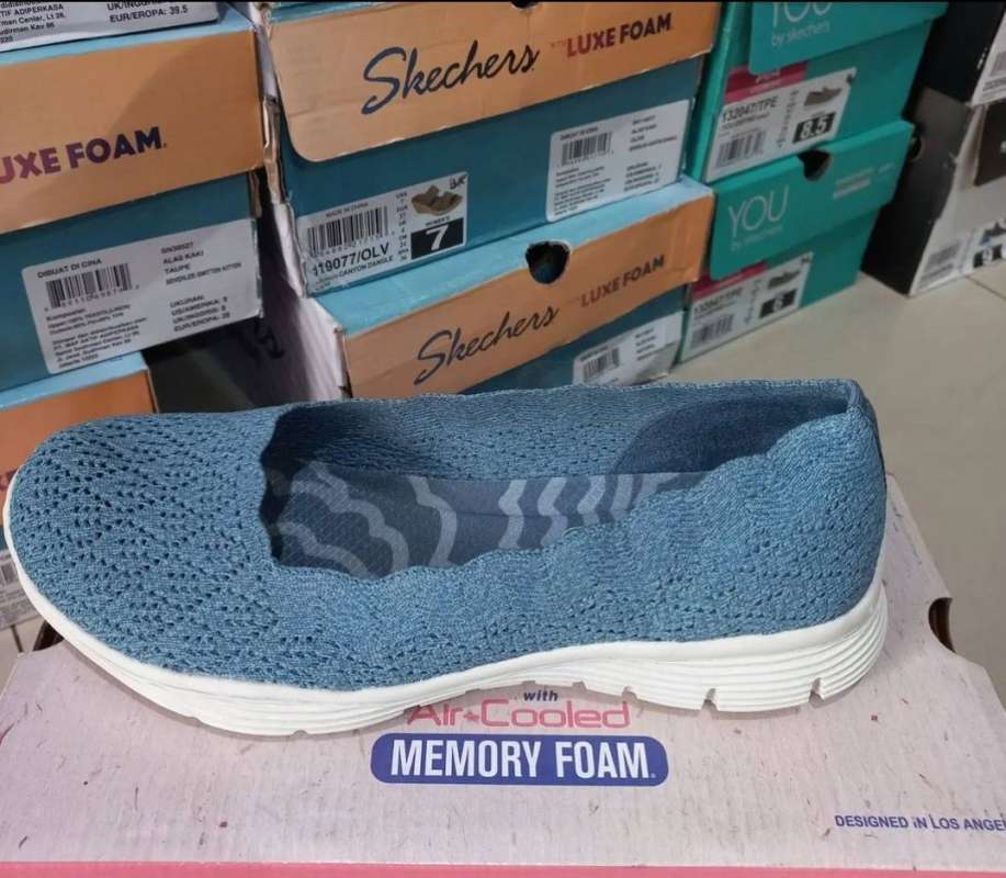 Jual ORI SEPATU FLAT WANITA SKECHERS SEAGER INFIELD 49620 DEN di