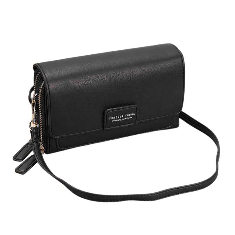black leather crossover bags