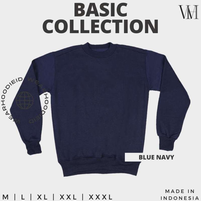 Jual Sweater Polos Basic Navy Unisex Wanita Pria L Navy di