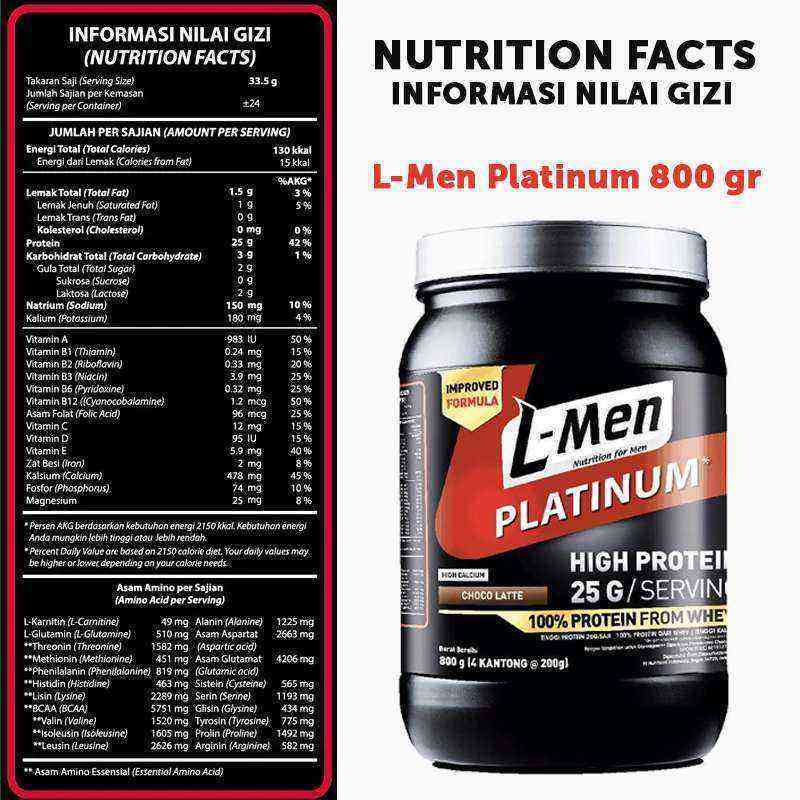 Jual L-men Lmen Platinum Susu Whey Protein 800 Gram 24 Serving