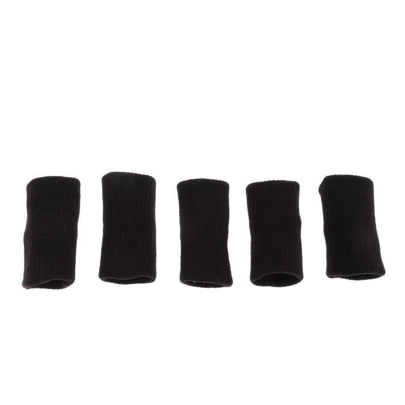 5Pcs Stretchy Finger Protector Sleeves Support for Basketball Black 