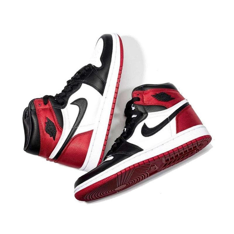 womens air jordan 1 black toe satin 