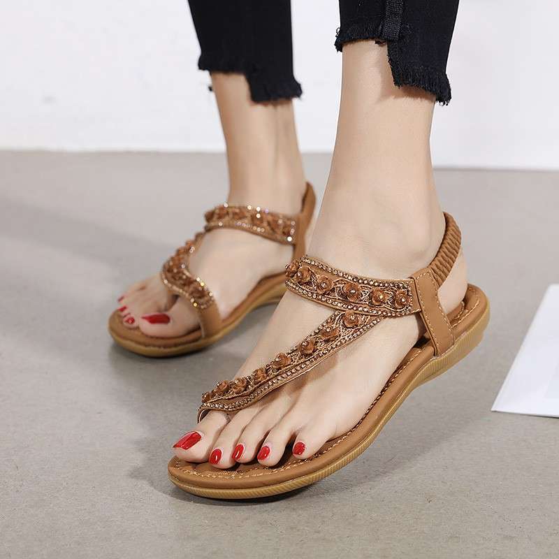 Jual SANDAL WANITA FLAT IMPORT PREMIUM ELLORA di Seller Wakat