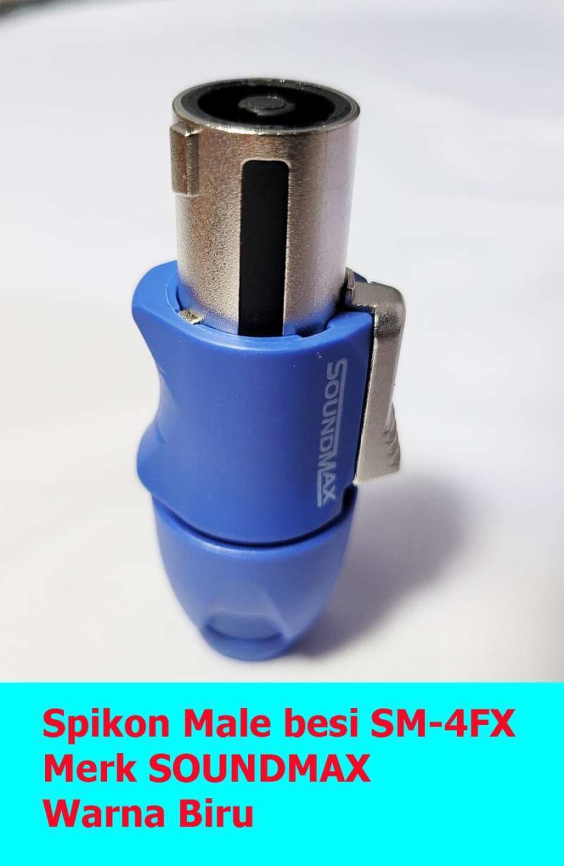 Jack Spikon besi soundmax SM 4FX male biru original Speakon speaker