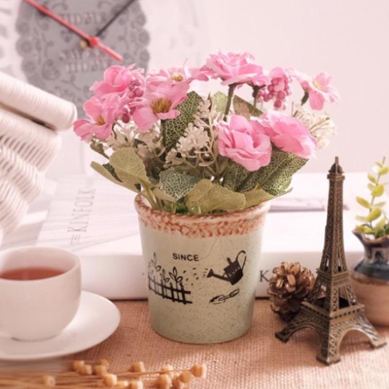 Jual Oem New Moon Casa Mawar Plastik Artificial Vas Bunga Hiasan