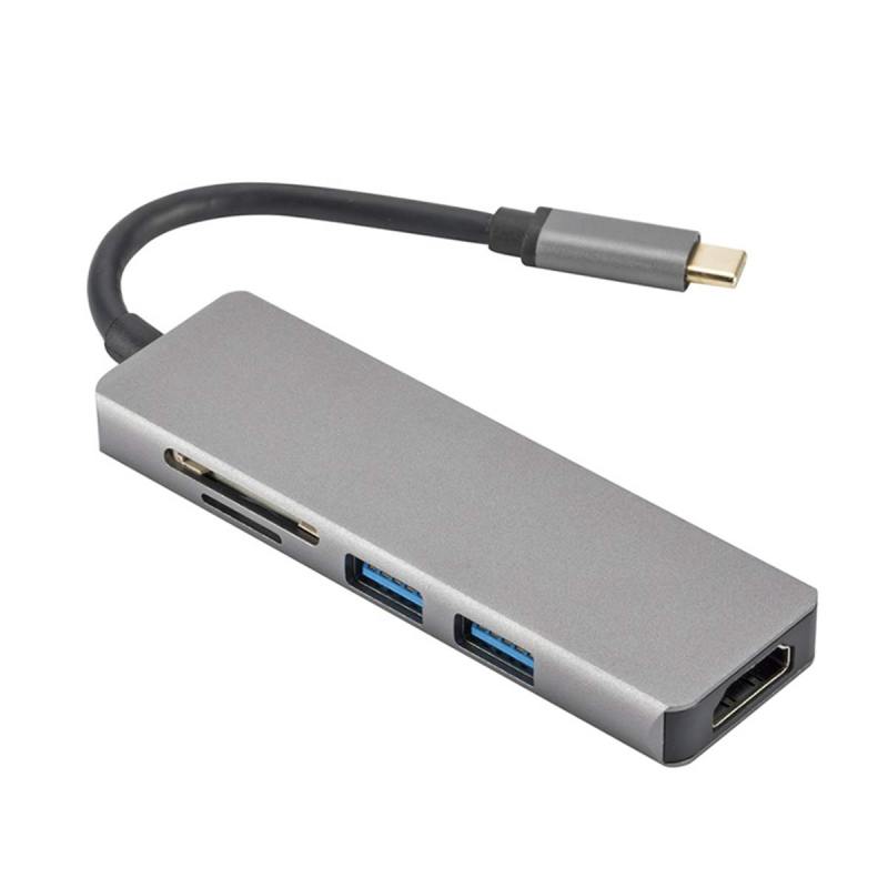 Jual Iit Type C Hub 5 In 1 Usb C Adapter With 2 Usb 3 0 4k Hdmi Sd Tf Card Reader For Type C Laptops Devices Online November 2020 Blibli Com