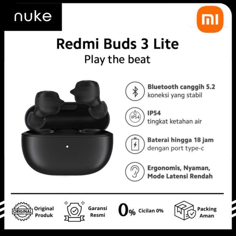 Xiaomi Official Redmi Buds Lite Earphone Bluetooth IP54 tahan air