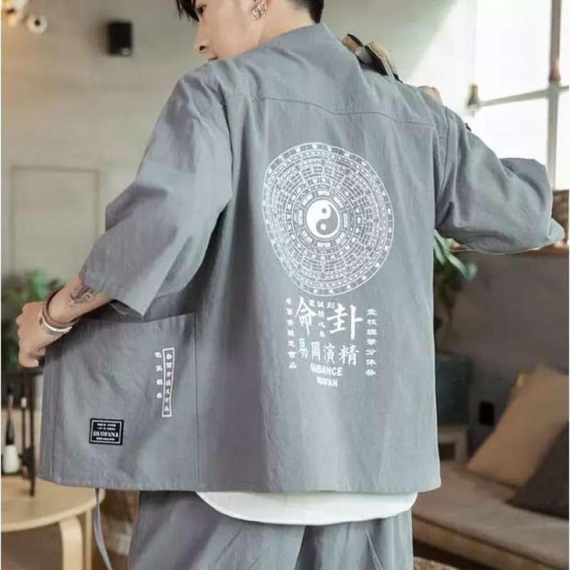 Jual KIMONO CARDIGAN PRIA ABU MUDA XXL di Seller MPS STORE