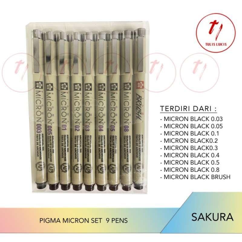 Drawing Pen Micron Pen Drawing Pen Sakura Micron Set (9 Pens)