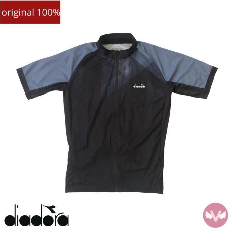 Diadora Cycling Running Top Baju Olahraga sepeda Pria Black Blue Baju olahraga diadora original Baju sepeda pria Baju olahraga pria diadora original