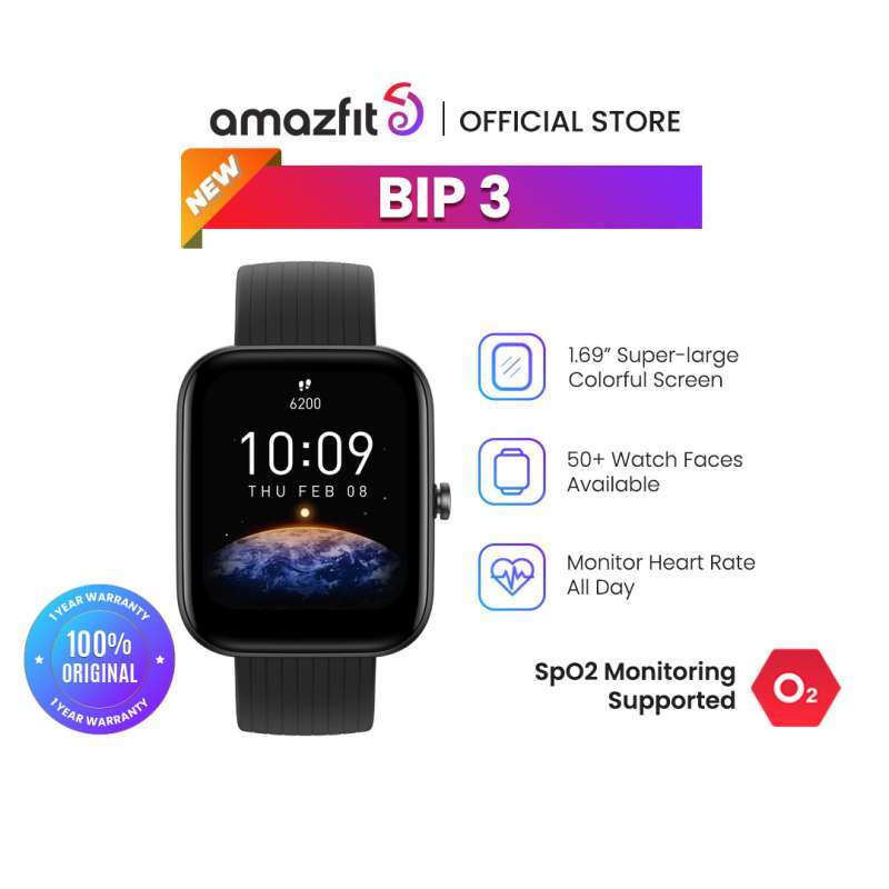 Promo Amazfit BIP 3 Smartwatch 1.69 Ultra large Color Display 50
