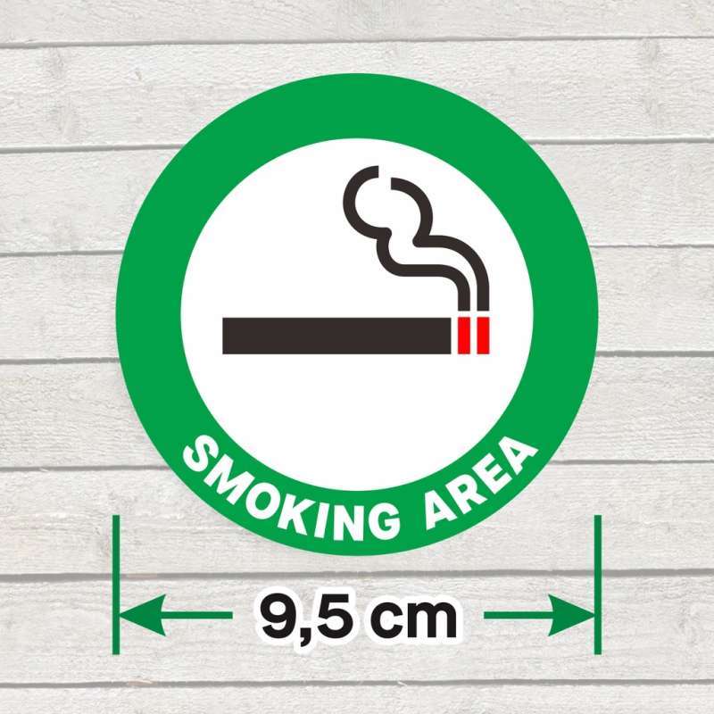 Sticker Smoking Area Bulat Stiker Label Vinyl Sign Marka Bundar Area Merokok