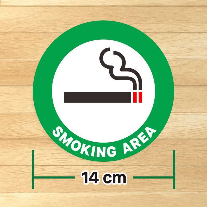 Sticker Smoking Area Bulat Stiker Label Vinyl Sign Marka Bundar Area Merokok