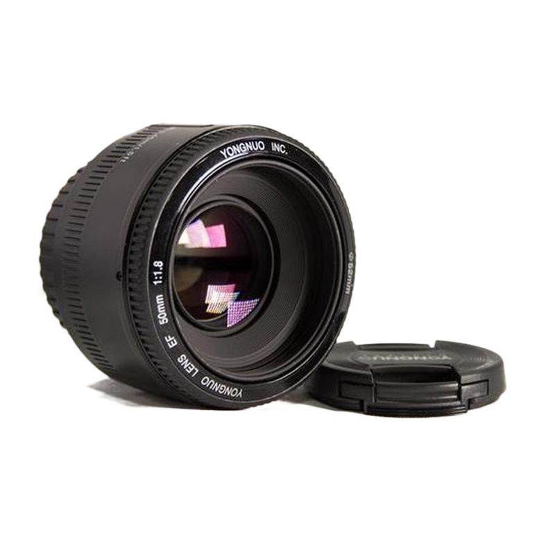 yongnuo fix yn 50mm f1 8 af autofocus lensa kamera for canon hitam