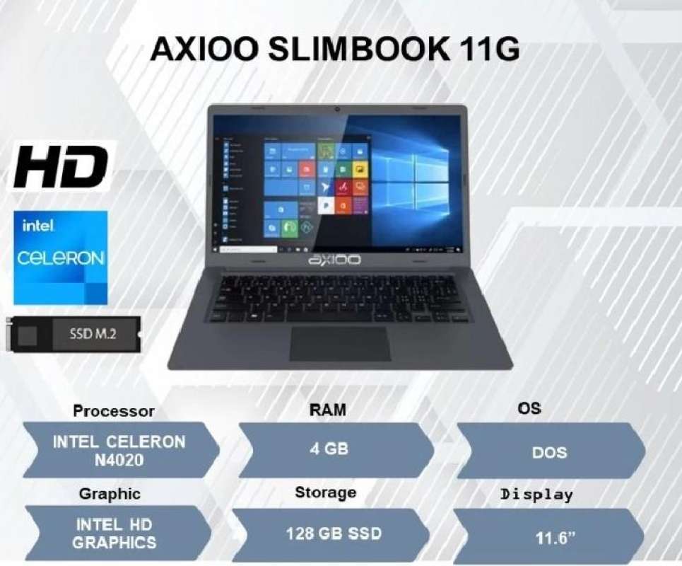 Jual Laptop Notebook Axioo Slimbook 11g N4020 4gb 128gb Ssd Dos