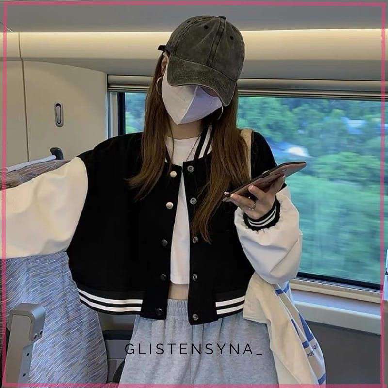 Jual sweater jaket pria wanita jaket baseball crop wanita varsity