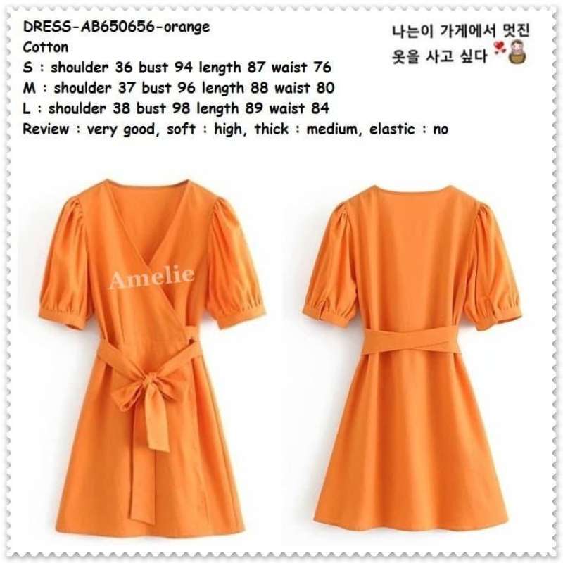Jual Ab650656 Casual Simple Mini Dress Wanita Korea Import Orange Oren Di Seller Amelie Butik Wijaya Kusuma Kota Jakarta Barat Blibli