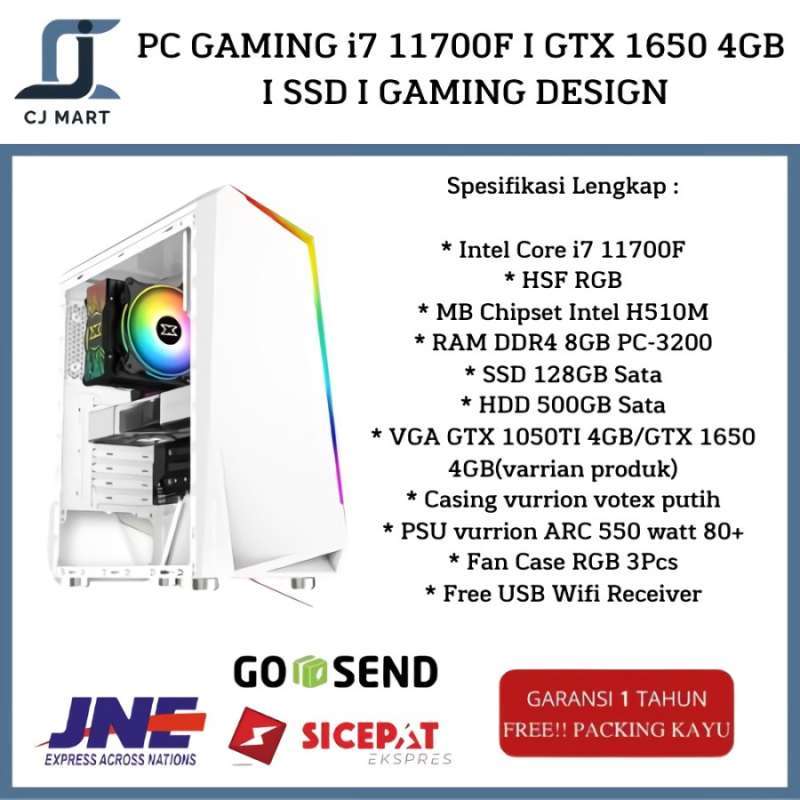 PC GAMING i7 11700F I GTX 1650 4GB I SSD I GAMING DESIGN VGA GTX 1650
