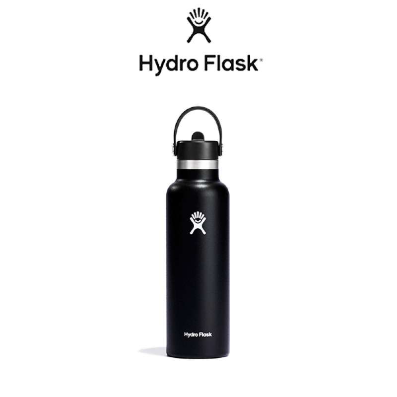 Hydro Flask 21 Oz Standard Mouth With Flex Straw Cap Black
