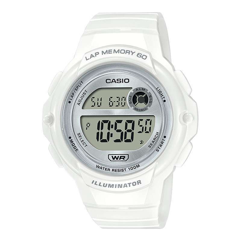 Casio General LWS-1200H-7A1VDF Digital Dial White Resin Strap [Machtwatch]