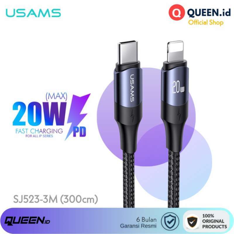 Jual Usams Kabel Data Charger Type C To Lightning iPhone Pd 20W 3m
