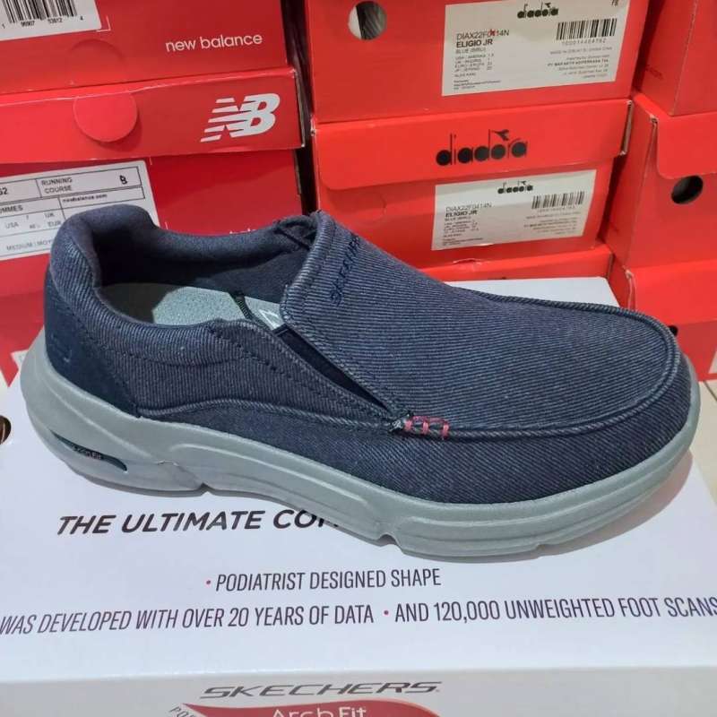 Jual ORI SEPATU SLIP ON PRIA SKECHERS ARCH FIT TALON 204612 NVY