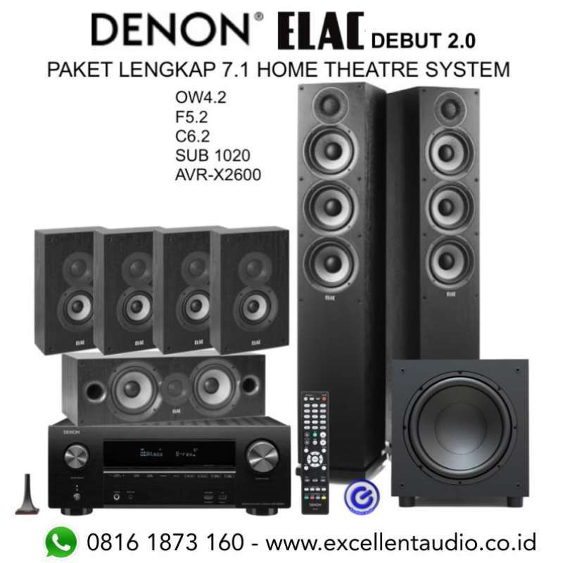 Paket lengkap home theatre Denon 2600 Elac debut speaker system