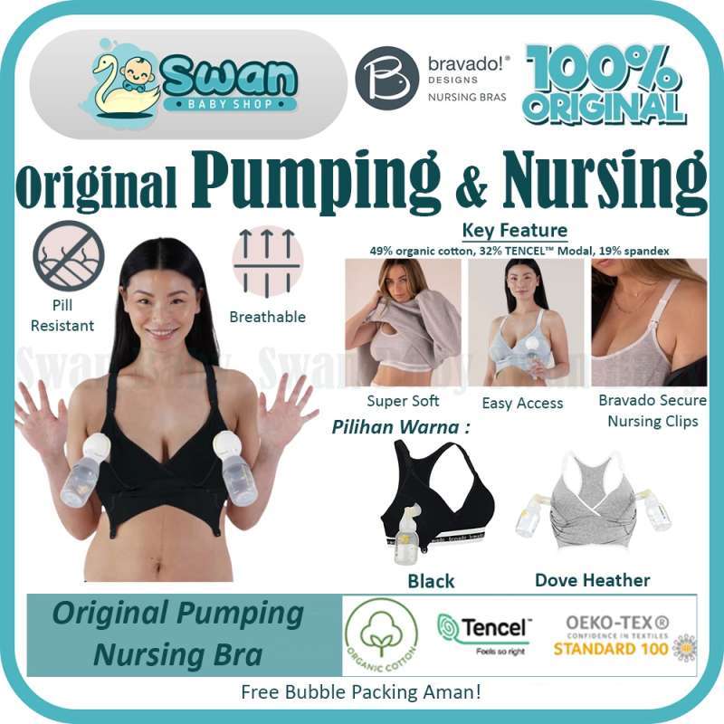 Original Pumping and Nursing Bra - Sustainable, Dove Heather