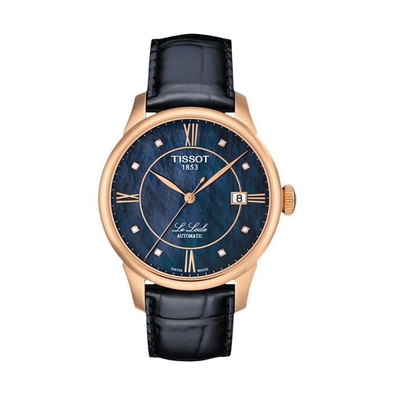 Jual Tissot Le Locle Automatic Blue Mother Of Pearl Dial Black Leather Strap Jam Tangan Analog Pria T41 6 423 96 Online November 2020 Blibli
