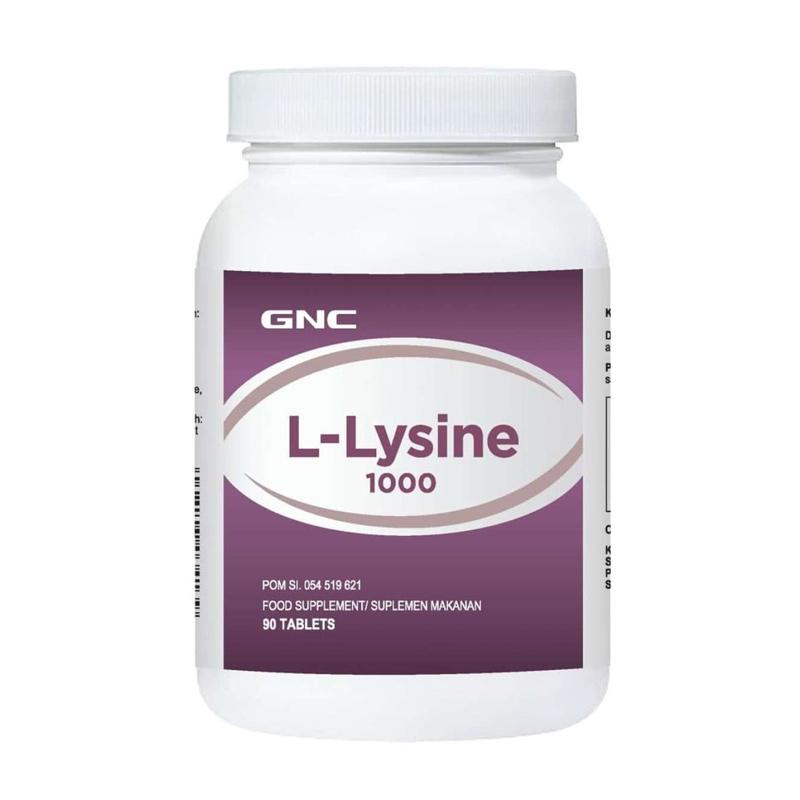 gnc l lysine lysine 1000 mg suplemen kesehatan 90 tablet